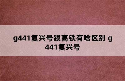 g441复兴号跟高铁有啥区别 g441复兴号